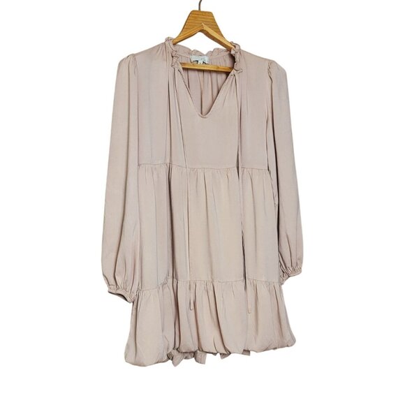 Pinch Womens Blush Pink Ruffled Long Sleeve Peasant Dress Top Size M - Picture 2 of 10